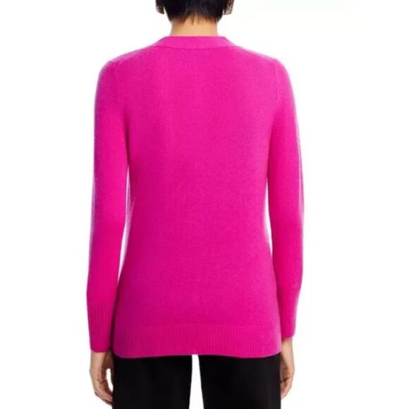 C by Bloomingdale's Cashmere Grandmother Sweater Women's Size XS Cherry Blossom - Picture 7 of 9